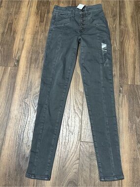 New American Eagle High Rise Stretch Jeggings Button Fly 00 NWT Gray